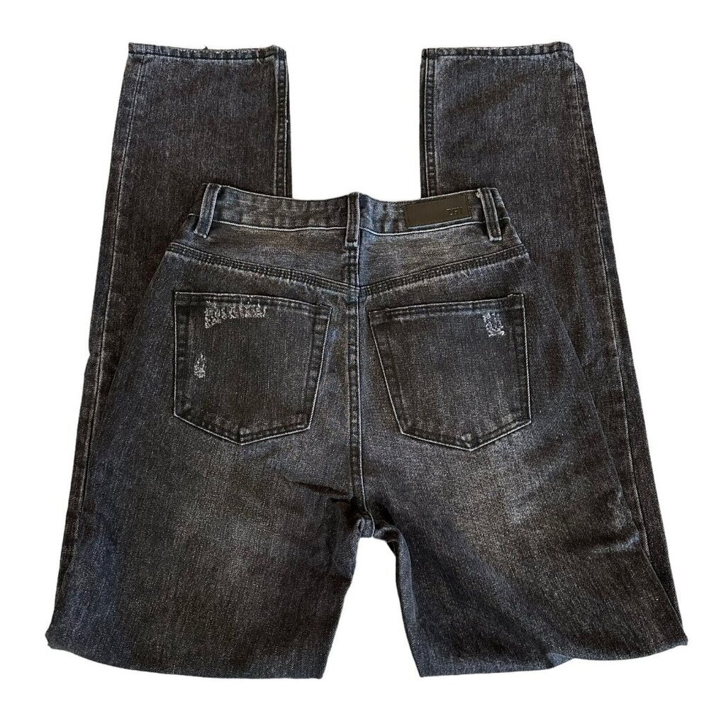 ZGY Denim Size 24 Straight Up Hi Rise Relaxed Straight Jeans Black Distressed - Picture 7 of 7